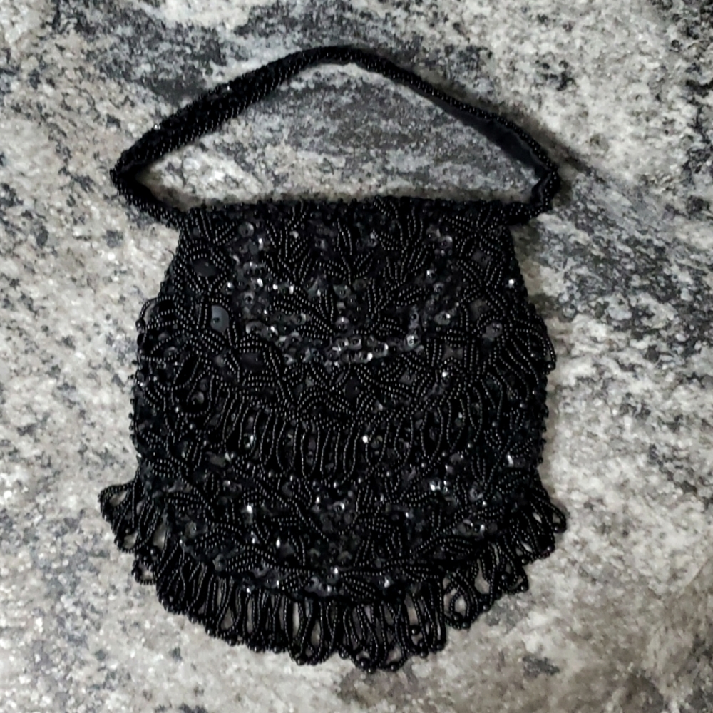 Beaded Satin Evening Bag